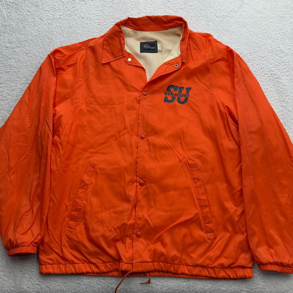Vintage Artex Syracuse University Coaches‎ Jacket Mens Large Orange Windbreaker